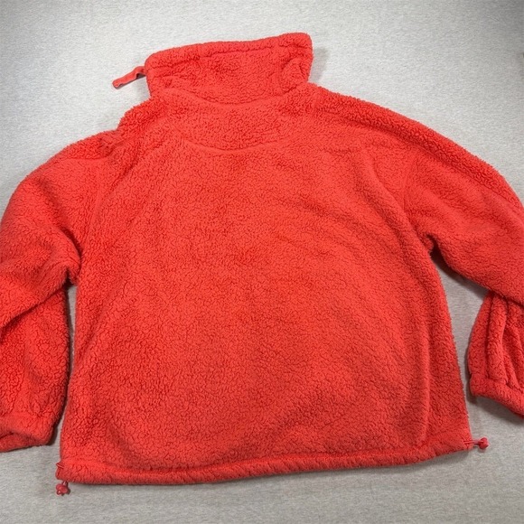 Free People Pullover Womens M Coral Pink Sherpa Half Zip Fleece - Picture 9 of 9